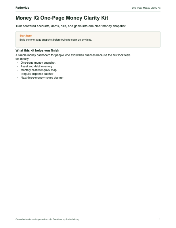 Preview of One-Page Money Clarity Kit